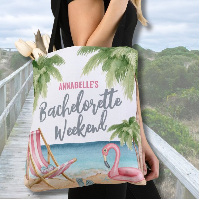 Tote Bag Célibataire d'été océanique Aquarelle Plage (Watercolor Beach Bachelorette Tote Bag)