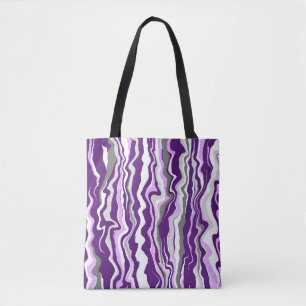 Tote Bag Cellules ou rayures d'art fluides en marbre violet