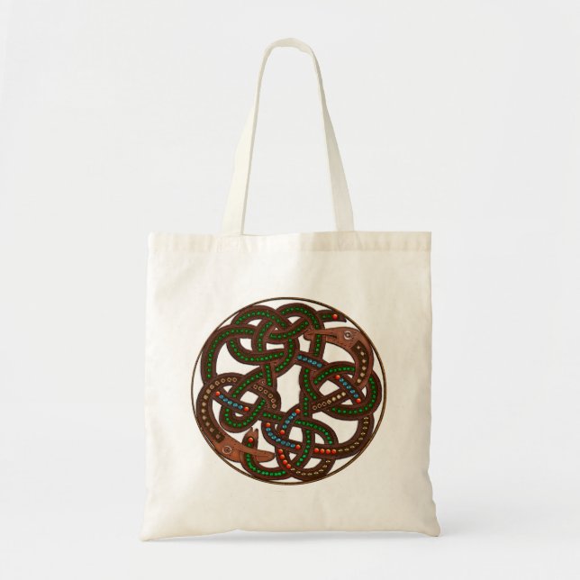 Tote Bag Celtic Viking Serpent Shield Irish Art Design (Devant)