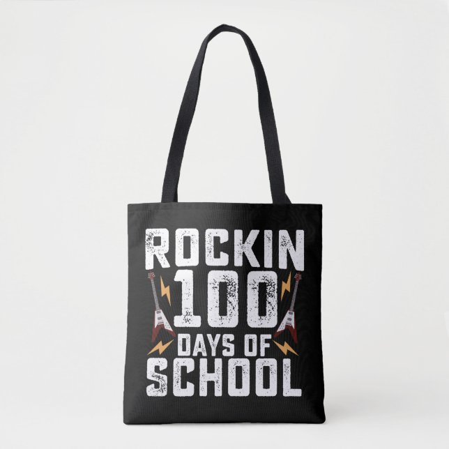 Tote Bag Cent jours d'école Rock Guitare Vintage (Devant)