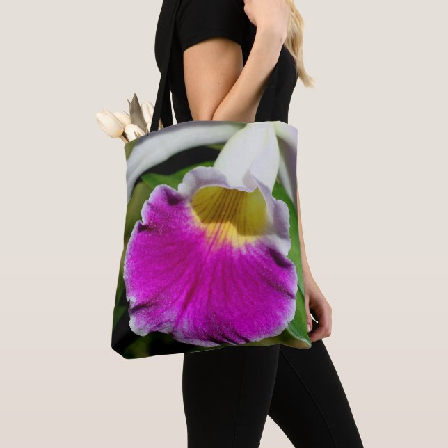 Tote Bag Centre de fleurs d'orchidées pourpres (De près)