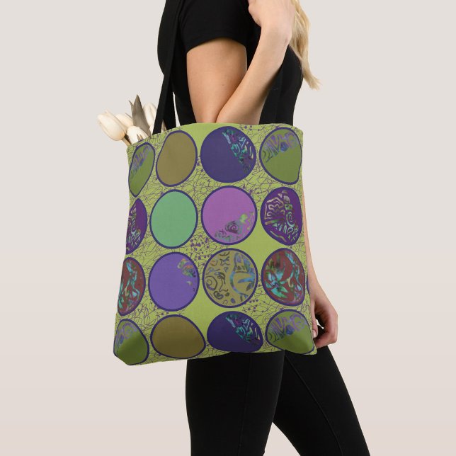 Tote Bag Cercle Abstrait Vert Violet (Créateur téléchargé)