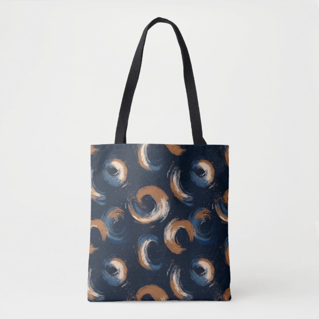 Tote Bag Cercle bleu et Brown sur Arrière - plan foncé (Devant)