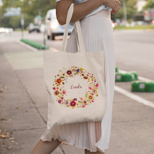 Tote Bag Cercle Fleurissant   Art de la Fleur Pressée par S