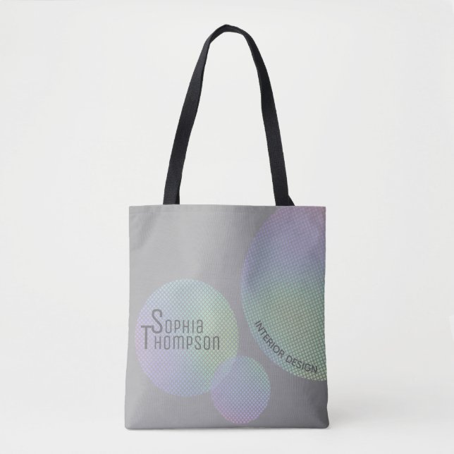 Tote Bag Cercles Arc-en-ciel Holographique Faux modernes (Devant)