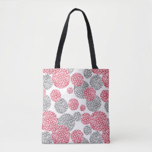 Tote Bag Cercles avec imprimé léopard gris et rouge