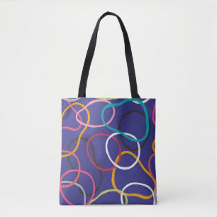 Tote Bag Cercles, bandes abstraites sans couture motif vint
