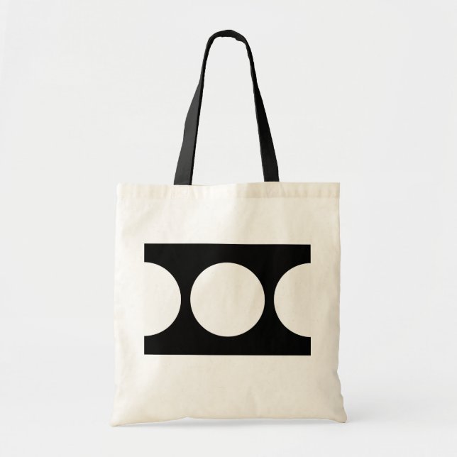 Tote Bag Cercles blancs en noir (Devant)