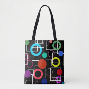 Tote Bag Cercles colorés et carrés blancs