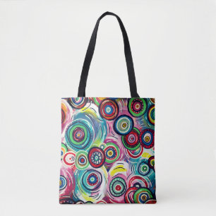 Tote Bag Cercles colorés et torsades Art Abstrait original