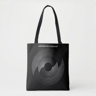 Tote Bag Cercles concentrés Noir (Personnaliser)