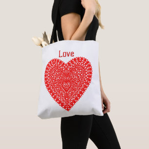 Tote Bag Cercles de coeur rouge fantaisie Personnalisé