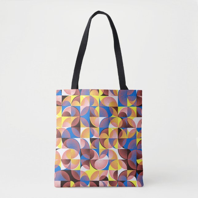 Tote Bag Cercles du milieu du siècle, rayures, tuiles vinta (Devant)