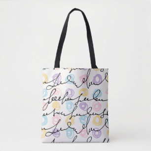 Tote Bag Cercles Et Lettres Colorés Faits À La Main
