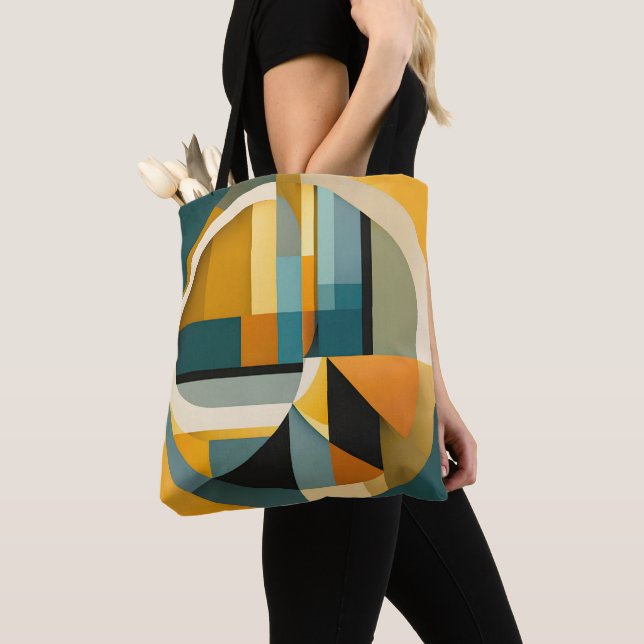 Tote Bag Cercles et rectangles d'abstraction géométriques r (De près)