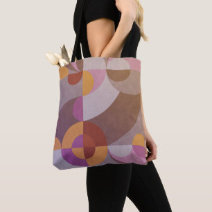 Tote Bag Cercles géométriques abstraits rétro Élégants colo
