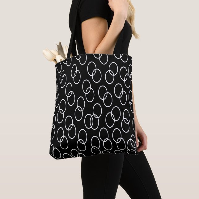 Tote Bag Cercles Noir & Blanc   (De près)
