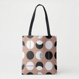 Tote Bag Cercles noirs et blancs motif sans soudure