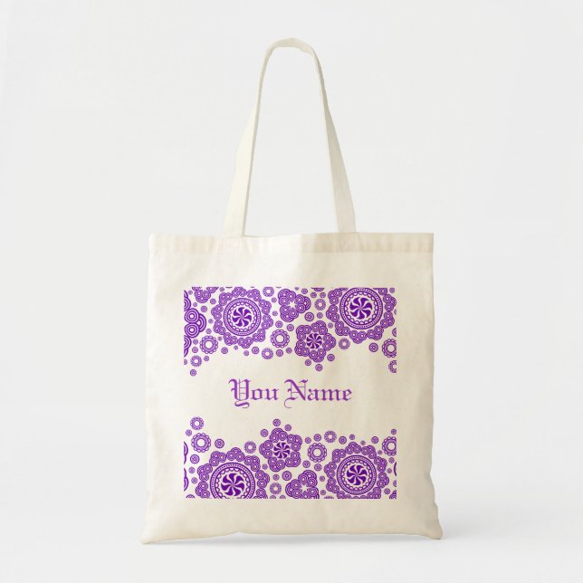 Tote Bag Cercles pourpres Motif-Monogramme (Devant)