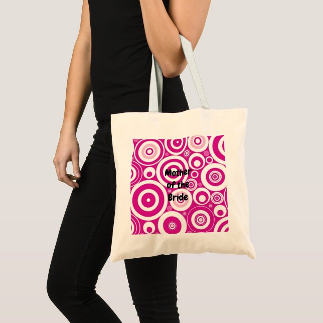 Tote Bag Cercles rétro concentrés rose et blanc (Devant (produit))