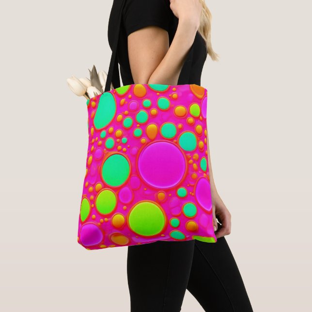 Tote Bag Cercles roses et verts (De près)