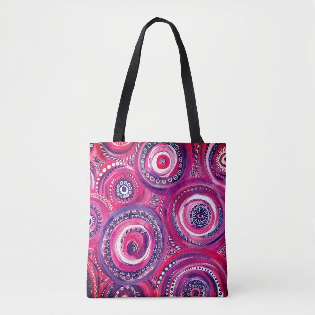 Tote Bag Cercles roses et violets et tourbillons Art origin (Devant)