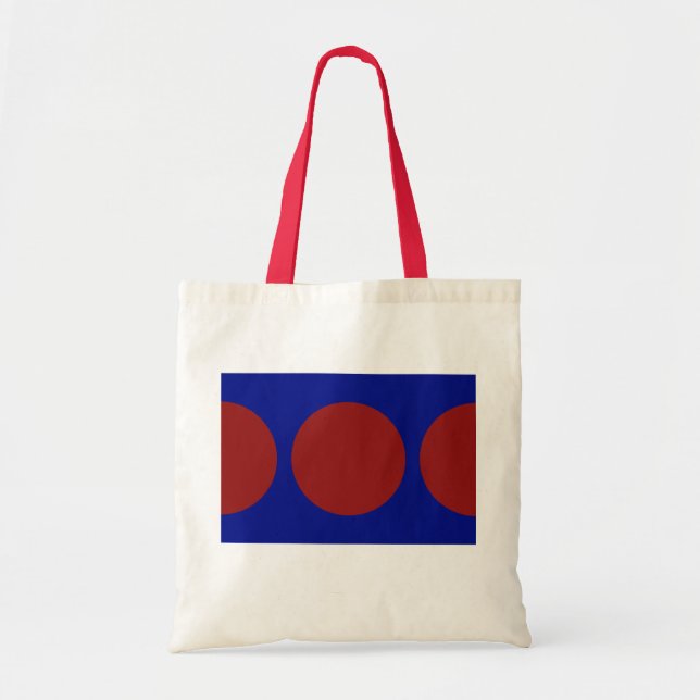 Tote Bag Cercles rouges sur fond bleu (Devant)