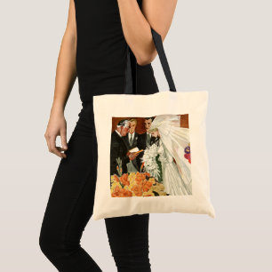 Tote Bag Cérémonie de mariage vintage avec mariée et marié