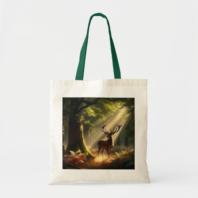 Tote Bag Cerf dans la forêt matinale (Devant)