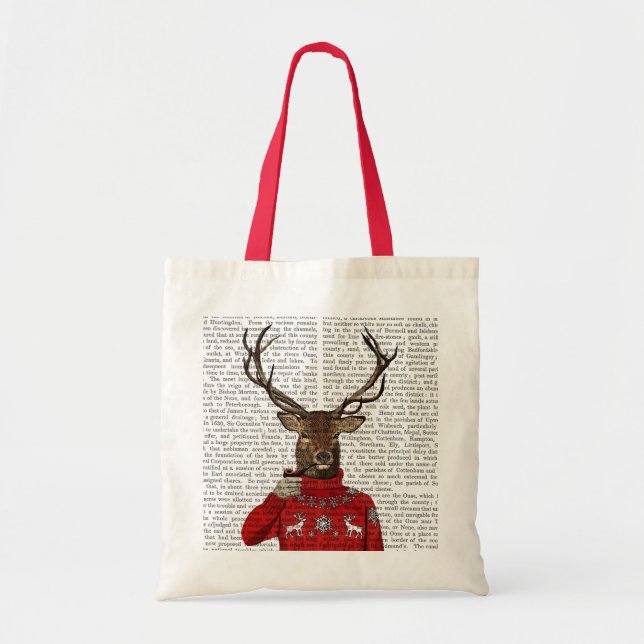 Tote Bag Cerf dans Ski Sweater 2 (Devant)