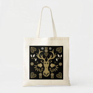 Tote Bag Cerf d'art populaire scandinave
