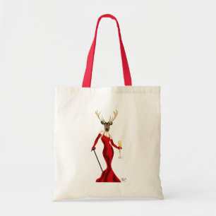 Tote Bag Cerf De Glamour En Rouge