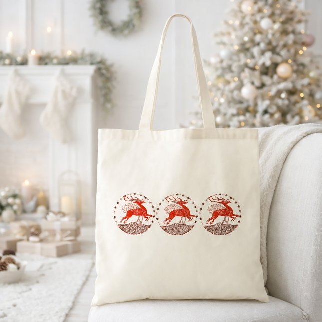 Tote Bag Cerf de Noël Art déco (Créateur téléchargé)