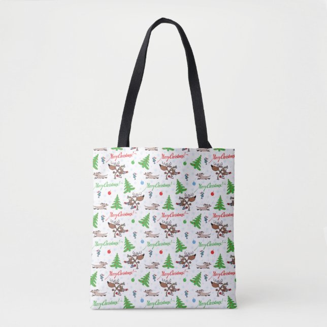 Tote Bag cerf de Noël fou (Devant)