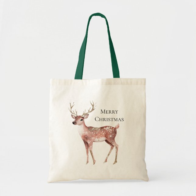 Tote Bag Cerf de Noël personnalisé (Devant)