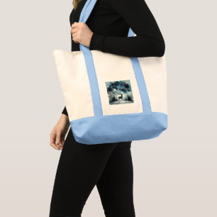 Tote Bag Cerf de Nuit d'Hiver Étoilé