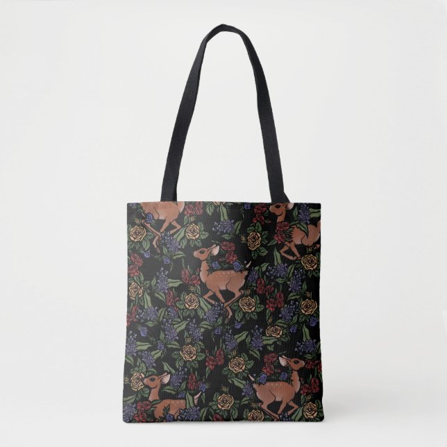 Tote Bag Cerf Faon Motif Floral (Devant)
