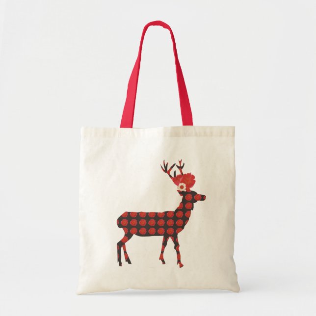 Tote Bag Cerfs communs avec des fleurs d'été/sac (Devant)