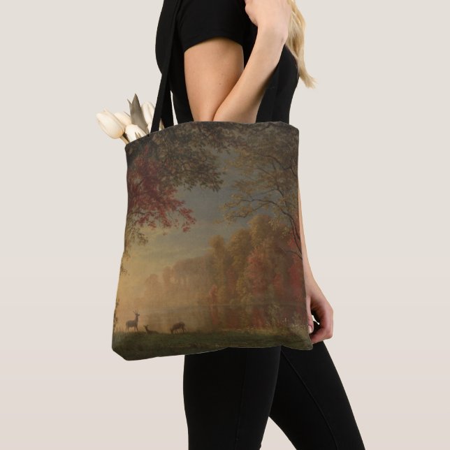 Tote Bag Cerfs communs indiens de coucher du soleil par un (De près)
