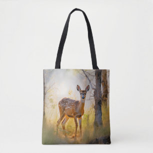 Tote Bag Cerfs Élégants dans le Décor de la Forêt Naturelle