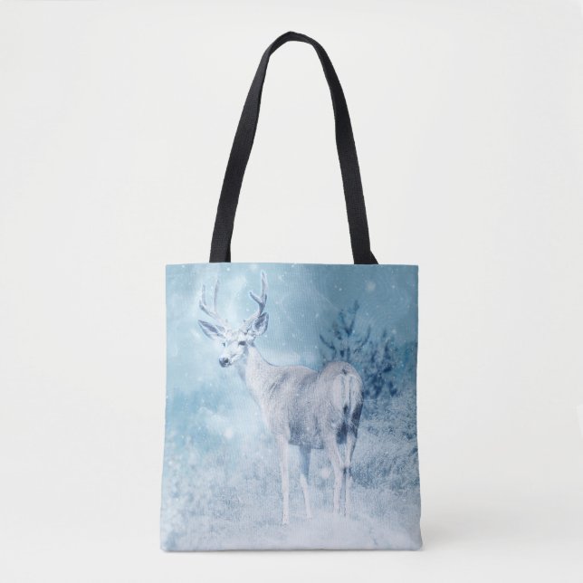 Tote Bag Cerfs et pins d'hiver (Devant)