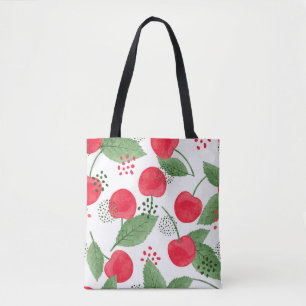 Tote Bag Cerise Berries Vintage, Aquarelle Sans Fil.