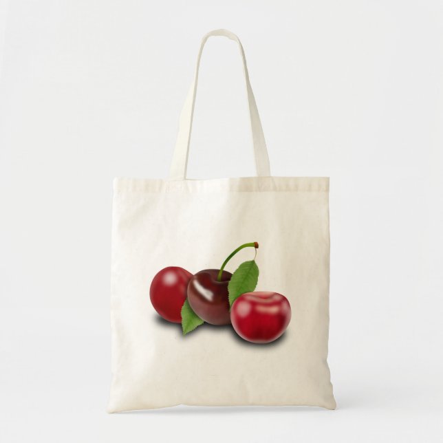 Tote Bag Cerise Feuilles Morello Fruit Vitamine (Devant)