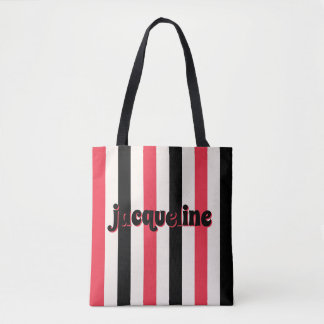 Tote Bag Cerise rouge et Cabana noire Stripe Luxe