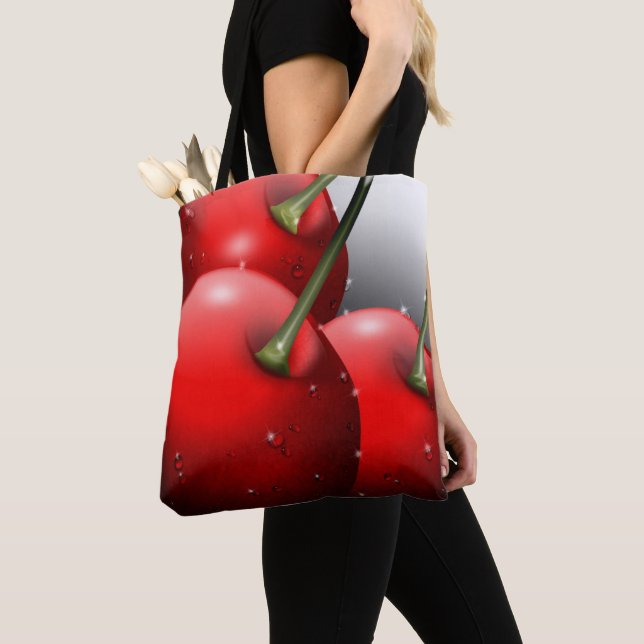 Tote Bag Cerises avec gouttes de ragoût (De près)