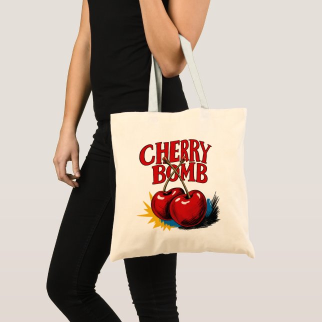 Tote Bag Cerises Rétro Bombe Cerise (Devant (produit))