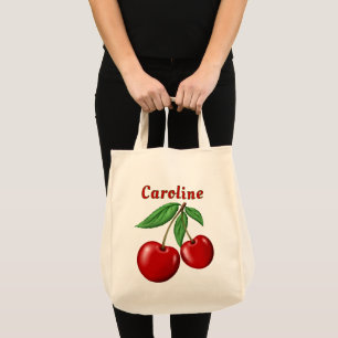 Tote Bag Cerises Rouges Épicerie Personnalisée