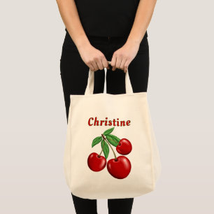 Tote Bag Cerises rouges Épicerie personnalisée