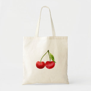 Tote Bag Cerises rouges, fruits mignons à l'aquarelle