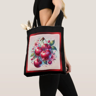Tote Bag Cerises Rouges Mignonnes Fleurs Féminin Rose 